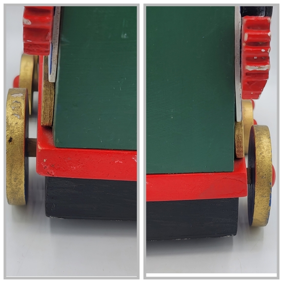 Rustic Wooden Christmas Train Snowman Locomotive Folk Art Holiday Decor 1990s - Picture 8 of 16